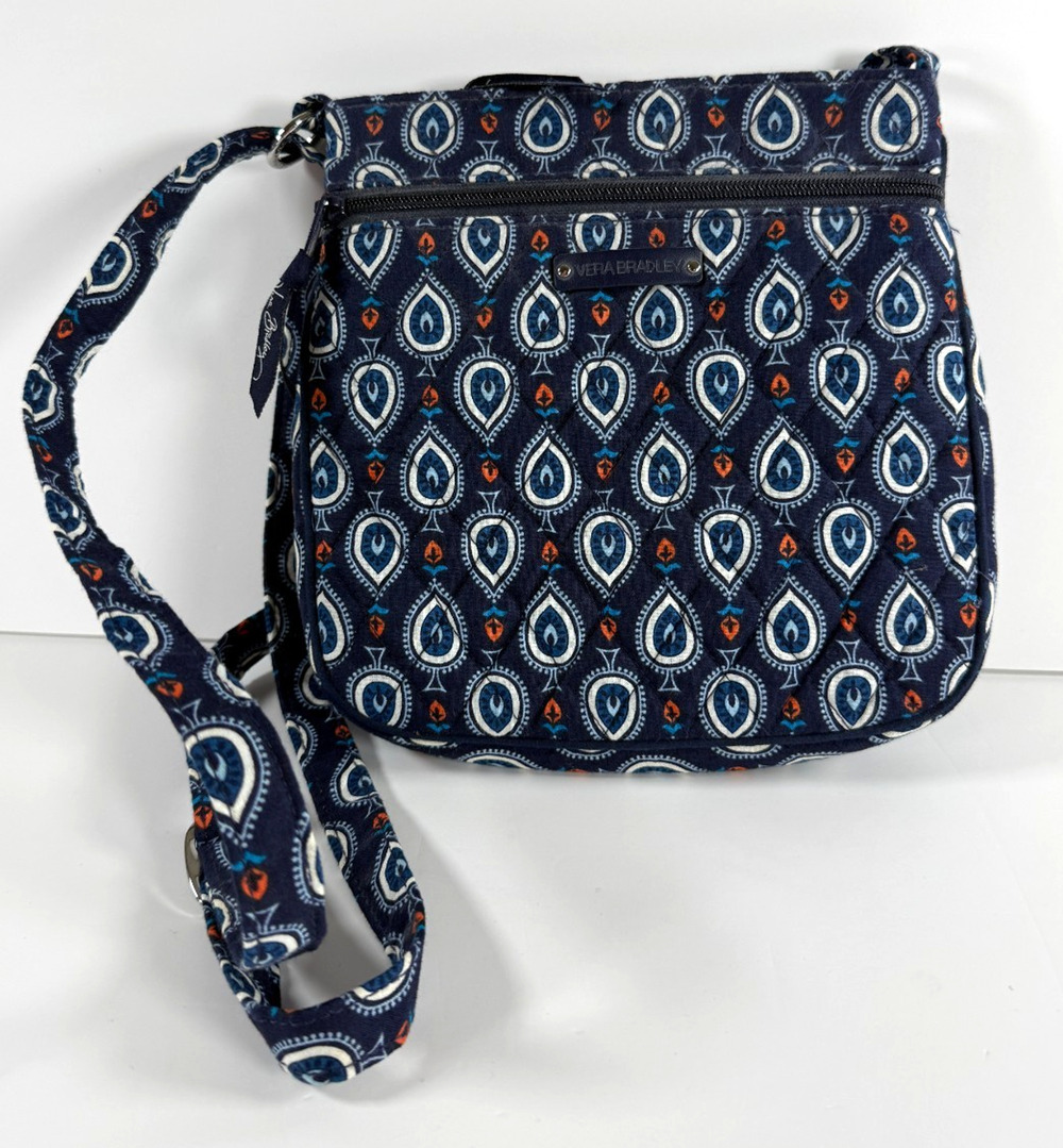 Vera Bradley Marrakesh Hipster Crossbody Bag Navy Orange Blue Paisley Retired